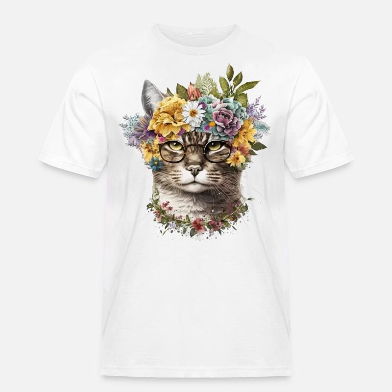 Coole Katze - Männer Workwear T-Shirt - Weiß