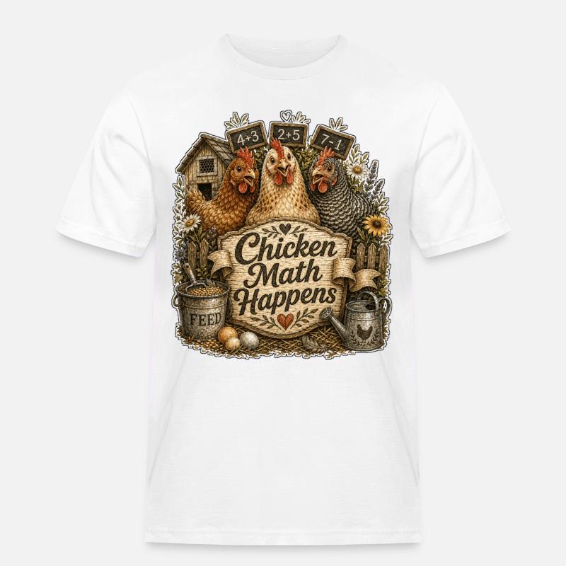 Chicken Math Happens - Männer Workwear T-Shirt - Weiß