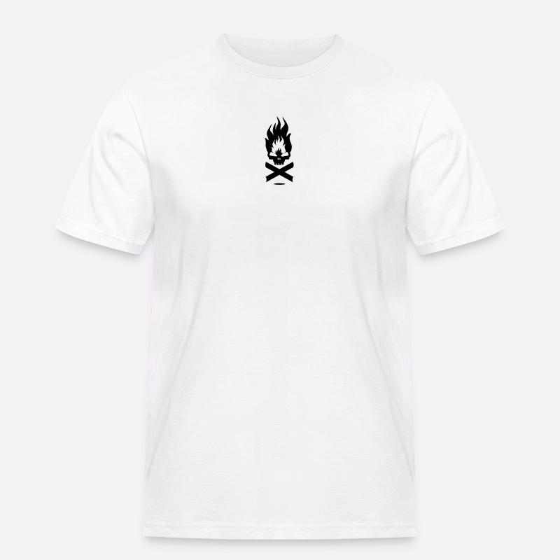 Feuer Symbol mit Skull - Männer Workwear T-Shirt - Weiß