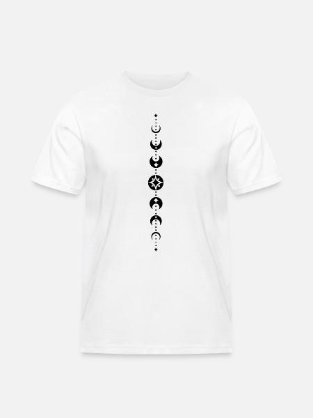 Toteemi, jossa on kuun vaiheita ja tähtiä. Musta. - Miesten Workwear t-paita - valkoinen