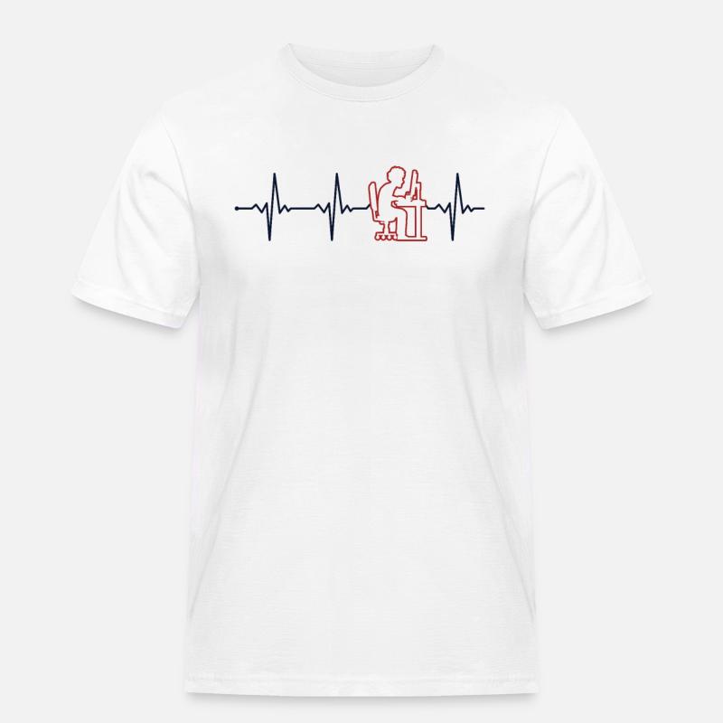 Programmer, Heartbeat, Software Developer, Coder - Men's Workwear T-Shirt - white