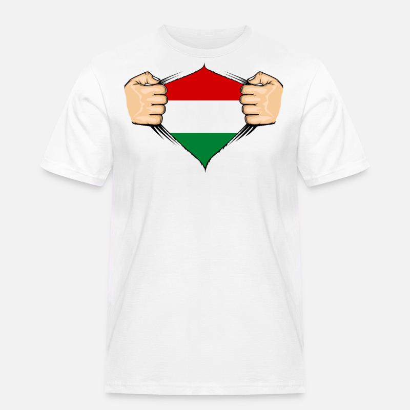Ungarn Flagge Design - Männer Workwear T-Shirt - Weiß
