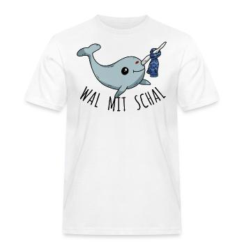 Wal mit Schal - süßer Narwal Winter lustig Spruch - Männer Workwear T-Shirt - Weiß - Vorne - AI Model Male 185 dark (185cm)