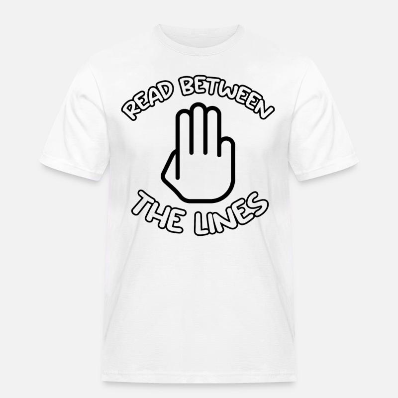 READ BETWEEN THE LINES - Männer Workwear T-Shirt - Weiß