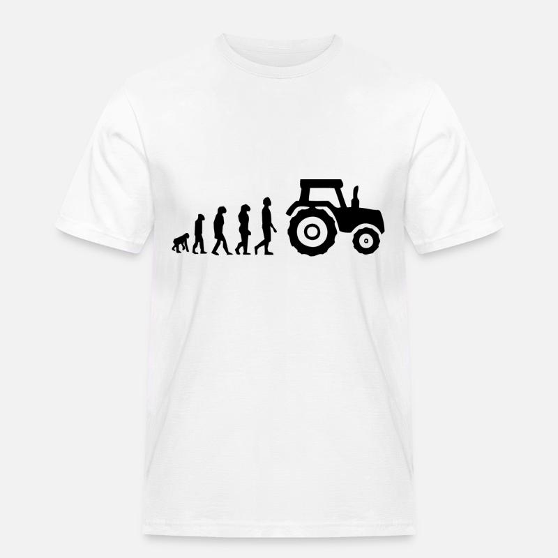 Evolution Traktor - Männer Workwear T-Shirt - Weiß