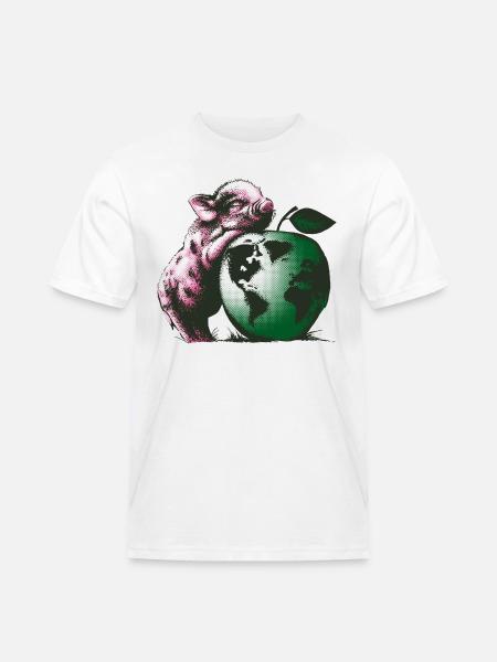Vegan-Schweinchen - Männer Workwear T-Shirt - Weiß