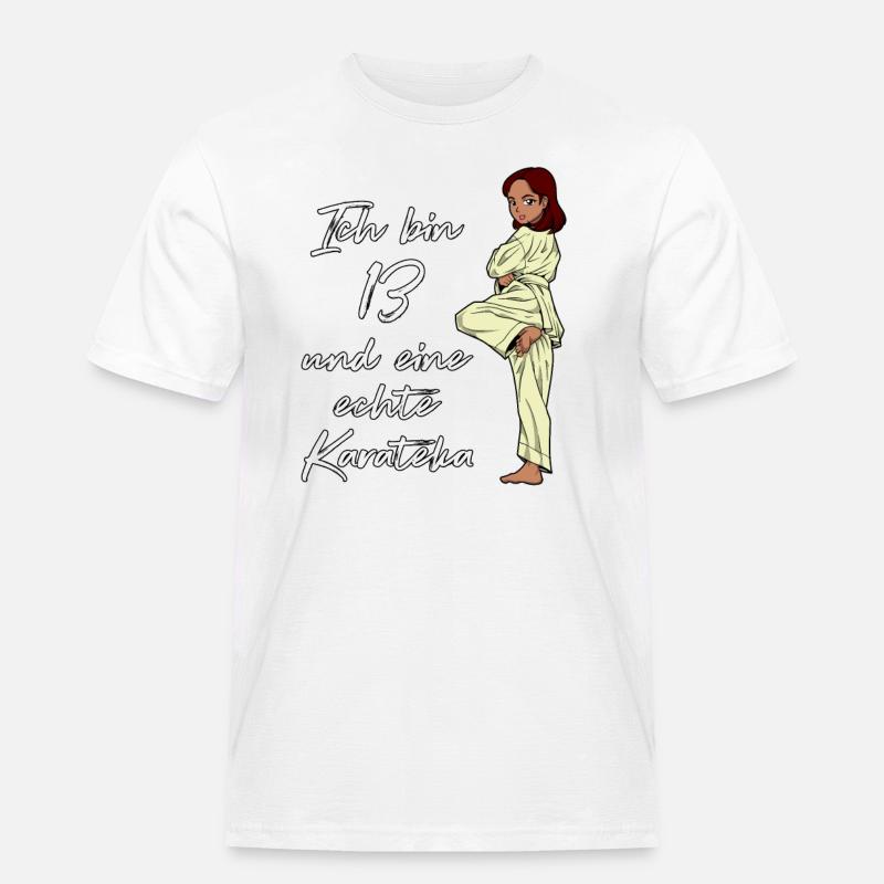 Ich bin 13 - Mädchen Karate - Männer Workwear T-Shirt - Weiß