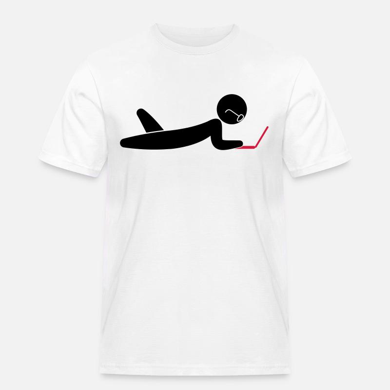 A programmer using a laptop - Men's Workwear T-Shirt - white