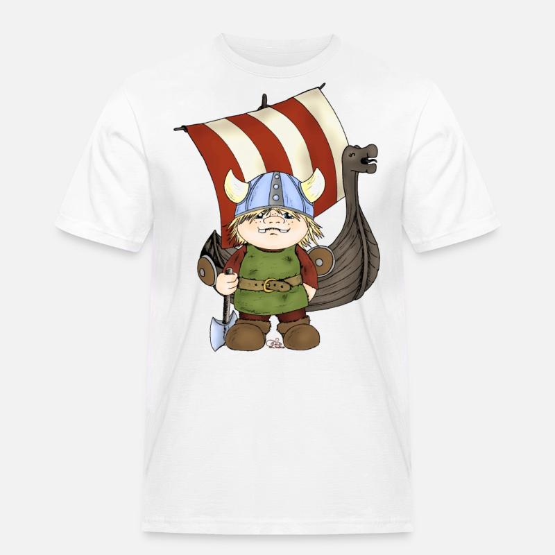 Wikinger Erik mit Schiff - Männer Workwear T-Shirt - Weiß