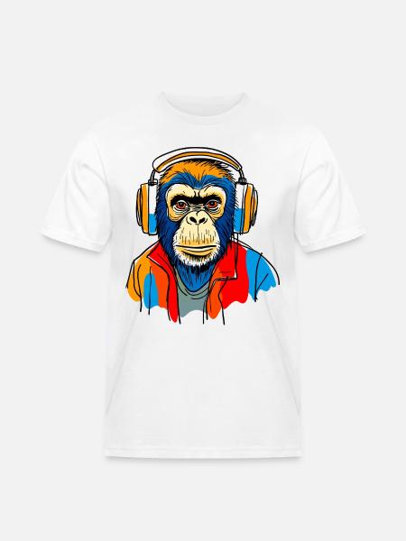 Singe avec casque - T-shirt Workwear homme - blanc