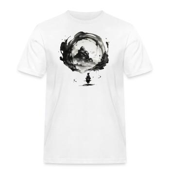 Samurai vor dem Portal – Reise in eine andere Welt - Männer Workwear T-Shirt - Weiß - Vorne - AI Model Male 185 dark (185cm)