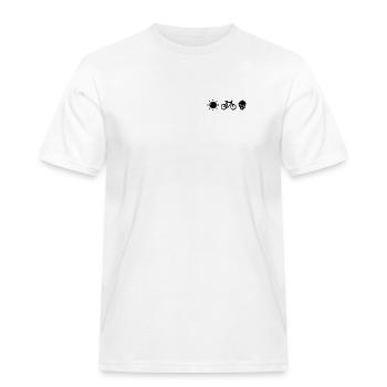Sonne, Fahrrad, Bier / Hopfen - Männer Workwear T-Shirt - Weiß - Vorne - AI Model Male 185 dark (185cm)