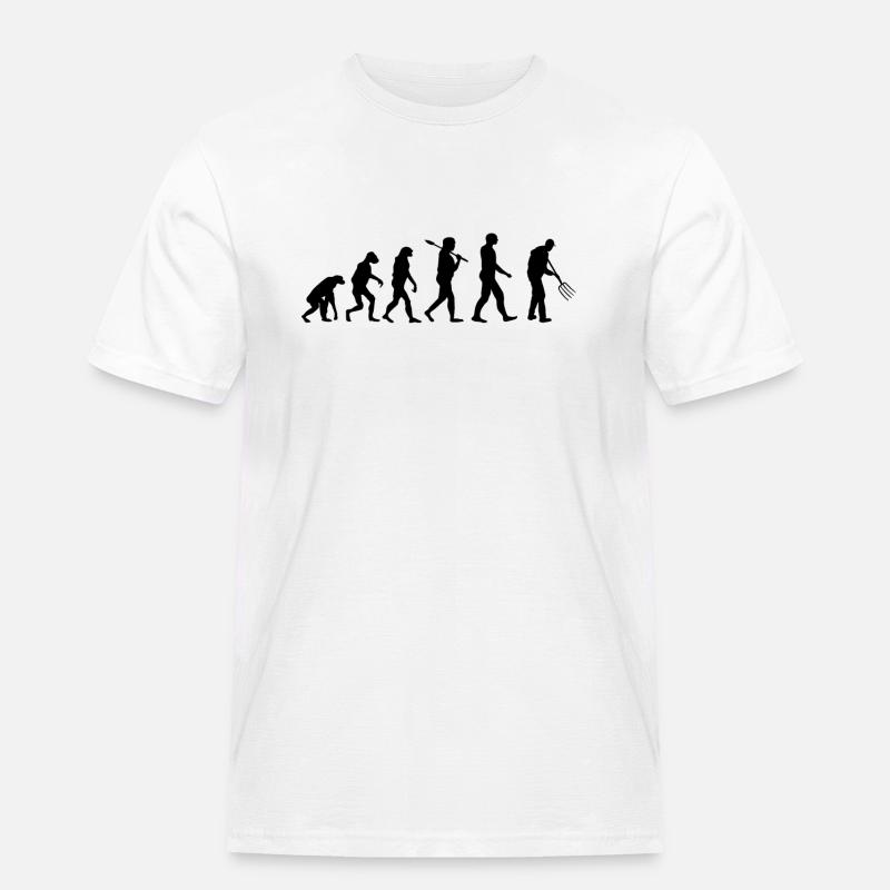 Landwirt Mistgabel Evolution - Männer Workwear T-Shirt - Weiß