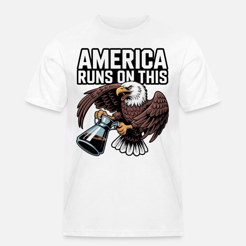 Amerika läuft auf Coffee Eagle - Männer Workwear T-Shirt - Weiß