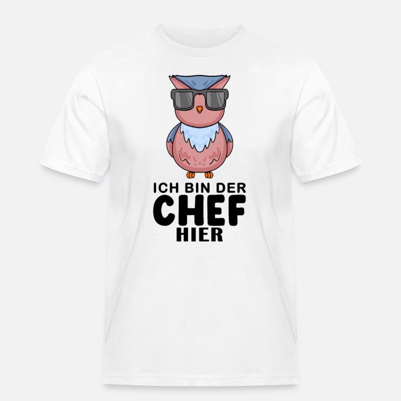 Eule - Männer Workwear T-Shirt - Weiß