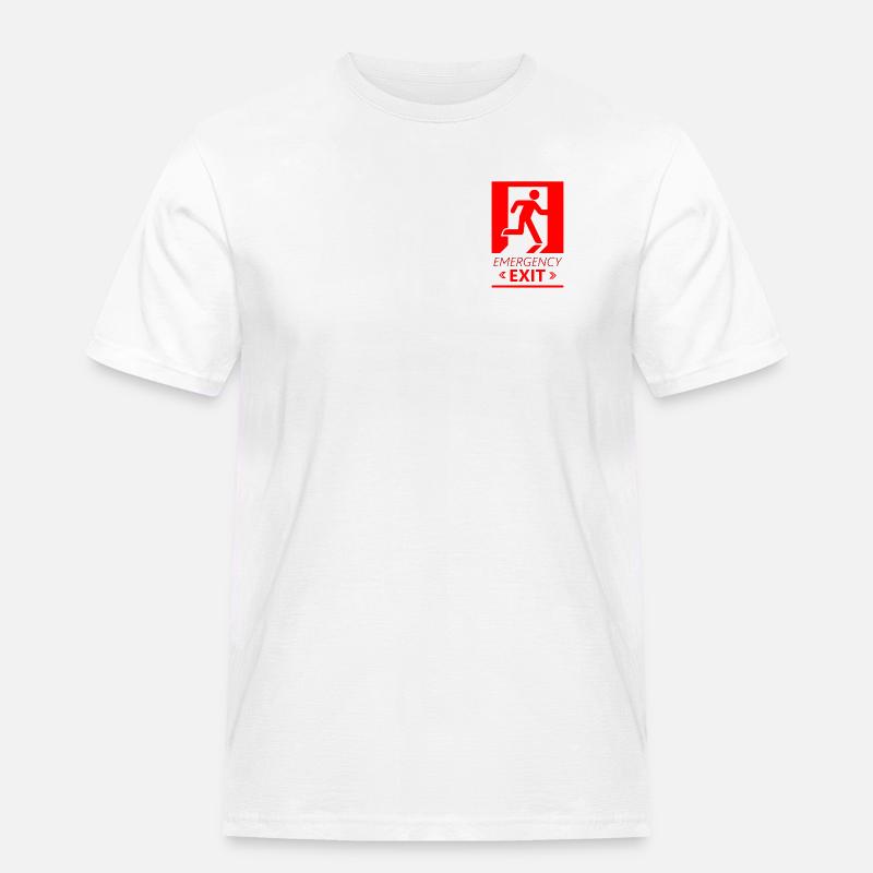 Emergency EXIT Basic Red - T-shirt Workwear homme - blanc