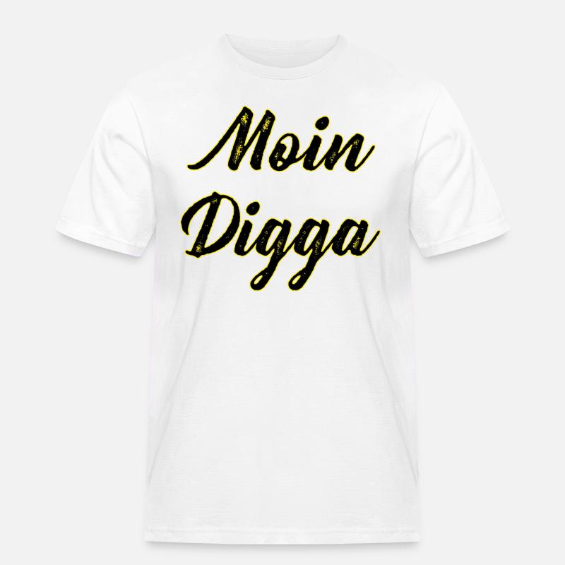 Moin Digga - Männer Workwear T-Shirt - Weiß