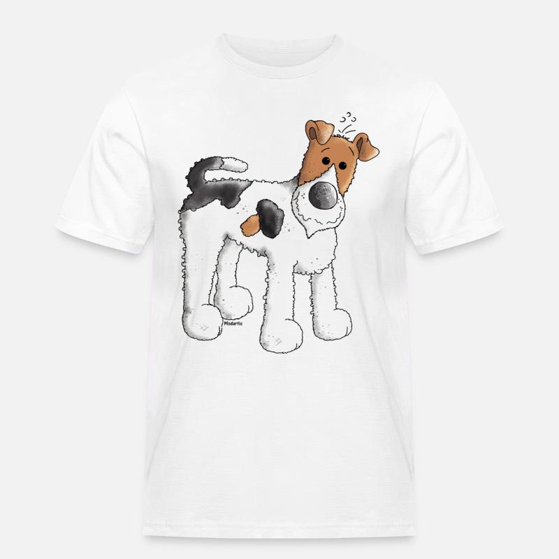 Divertente Fox Terrier - Cane - Cani - Maglietta da lavoro per uomo - bianco