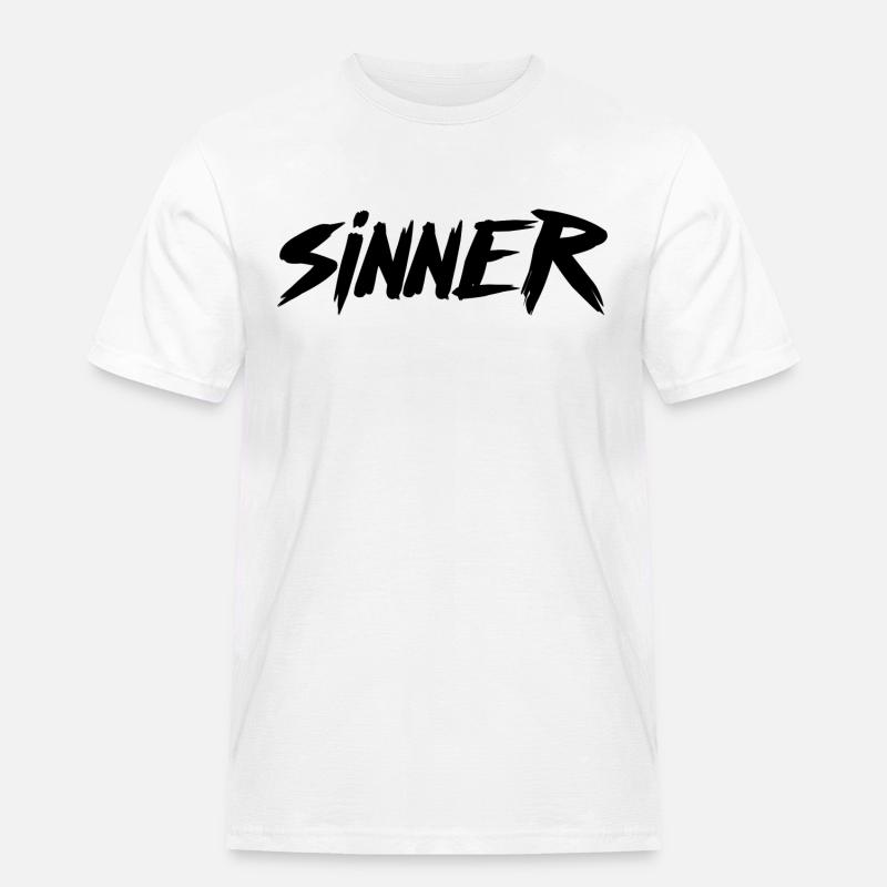 Sinner Grafik - Männer Workwear T-Shirt - Weiß