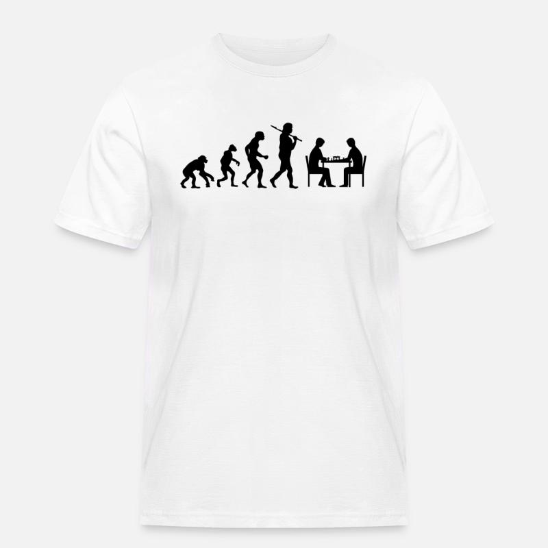 Evolution Schach - Männer Workwear T-Shirt - Weiß