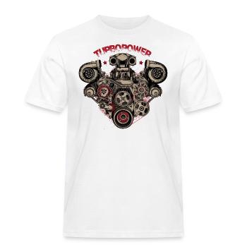 turbo power - Men's Workwear T-Shirt - white - Front - AI Model Male 185 dark (185cm)