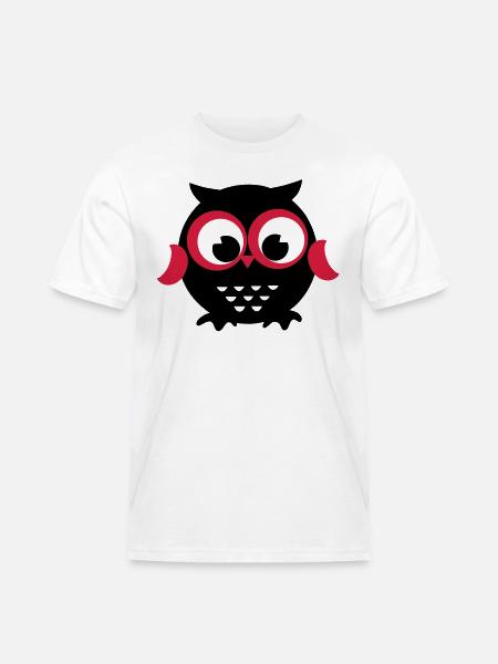 Eule - Männer Workwear T-Shirt - Weiß