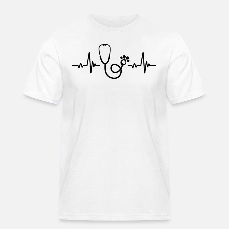 Stethoskop-Pulsfrequenz - Tierarzt - Männer Workwear T-Shirt - Weiß