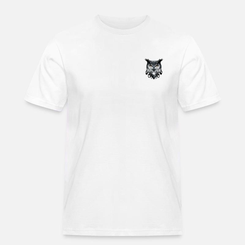 Polygon-Eule in Schwarz-Weiß – Vogelkunst - Männer Workwear T-Shirt - Weiß