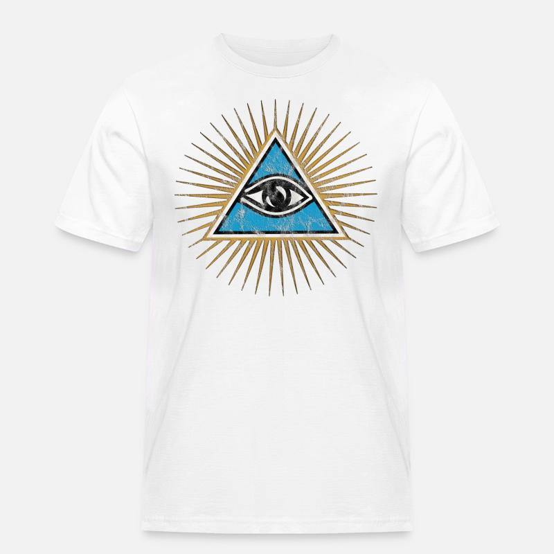 Alt seende øye, trekant, pyramide, årgang, gud - Workwear T-Shirt for menn - hvit