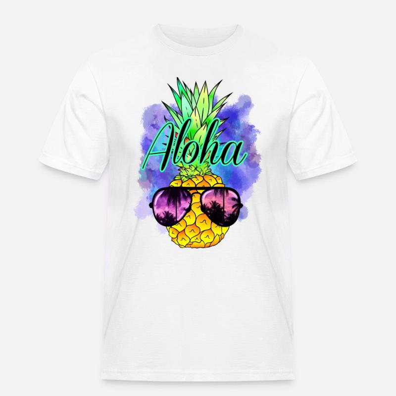 Aloha Ananas - Männer Workwear T-Shirt - Weiß