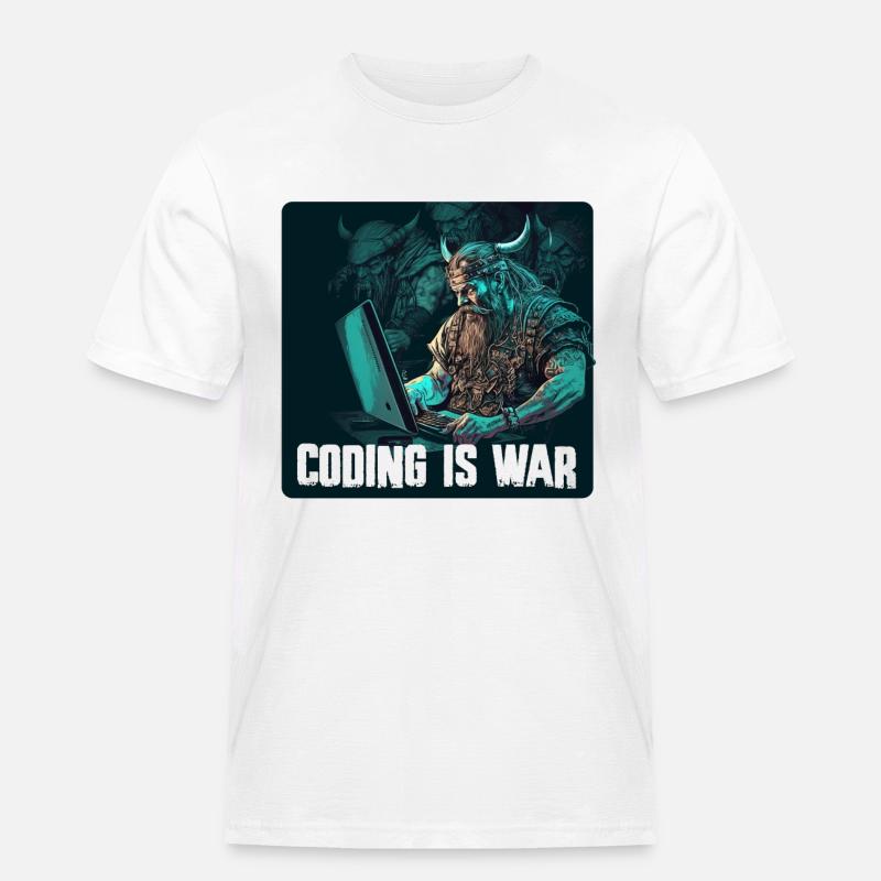 Programmier Wikinger - Männer Workwear T-Shirt - Weiß