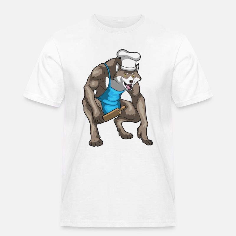 Werwolf Halloween Bäcker - Männer Workwear T-Shirt - Weiß