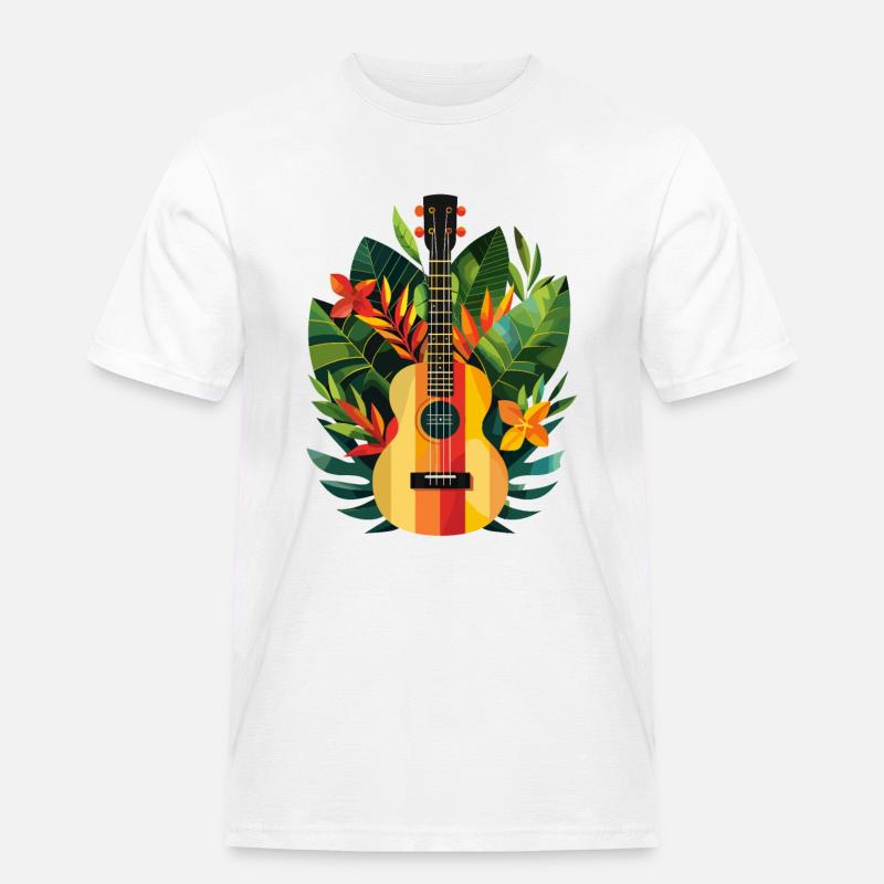 Ukulele Comic Look - Männer Workwear T-Shirt - Weiß