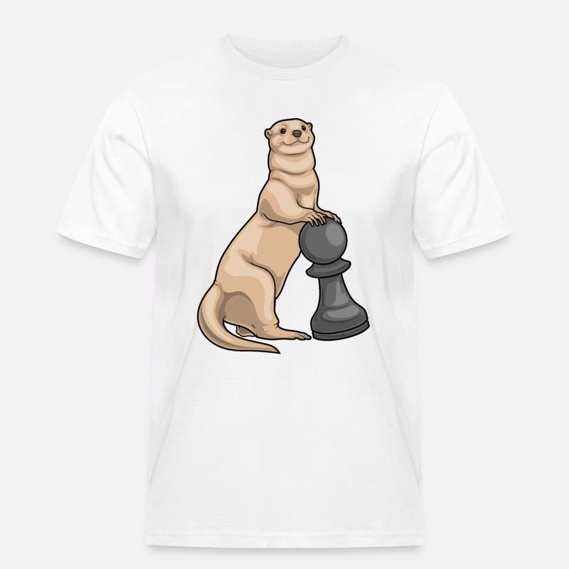 Otter Schachfigur Bauer Schach - Männer Workwear T-Shirt - Weiß