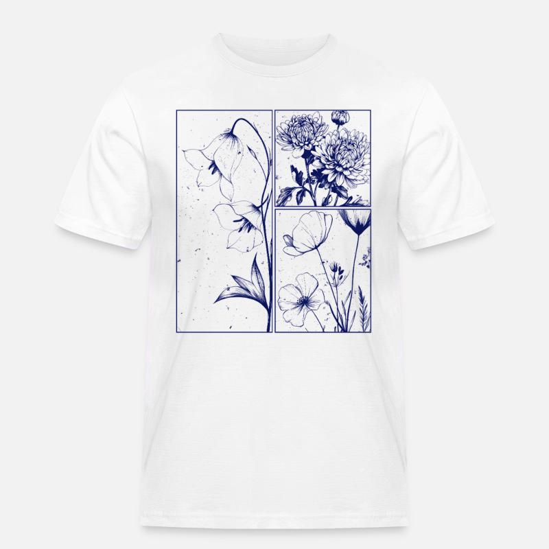 Blumen Chrysantheme Campanula Botanik Geschenk - Männer Workwear T-Shirt - Weiß