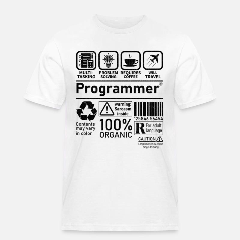 Programmer multi tasking problem solving requires - Männer Workwear T-Shirt - Weiß