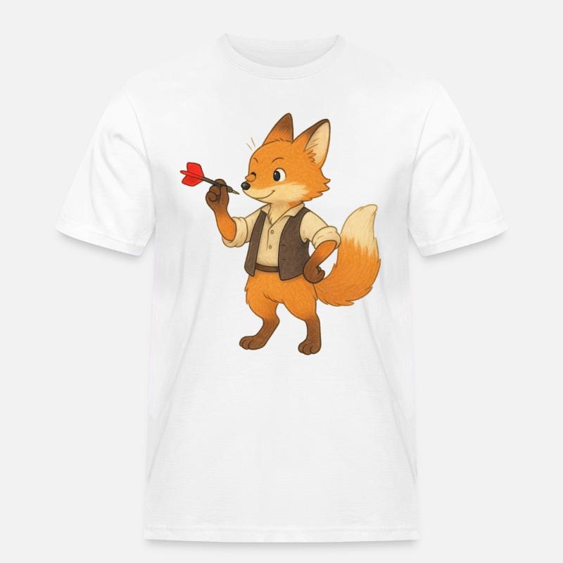 Fuchs beim Darten - Männer Workwear T-Shirt - Weiß