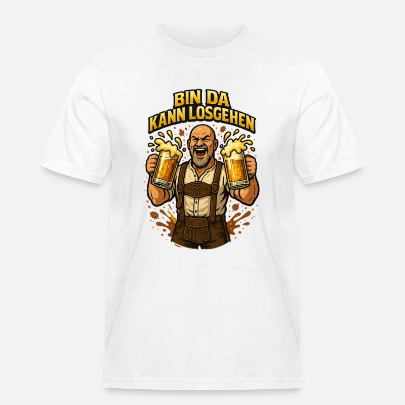 Bier Bierkrug Bierflasche Bierzelt Biergarten - Männer Workwear T-Shirt - Weiß
