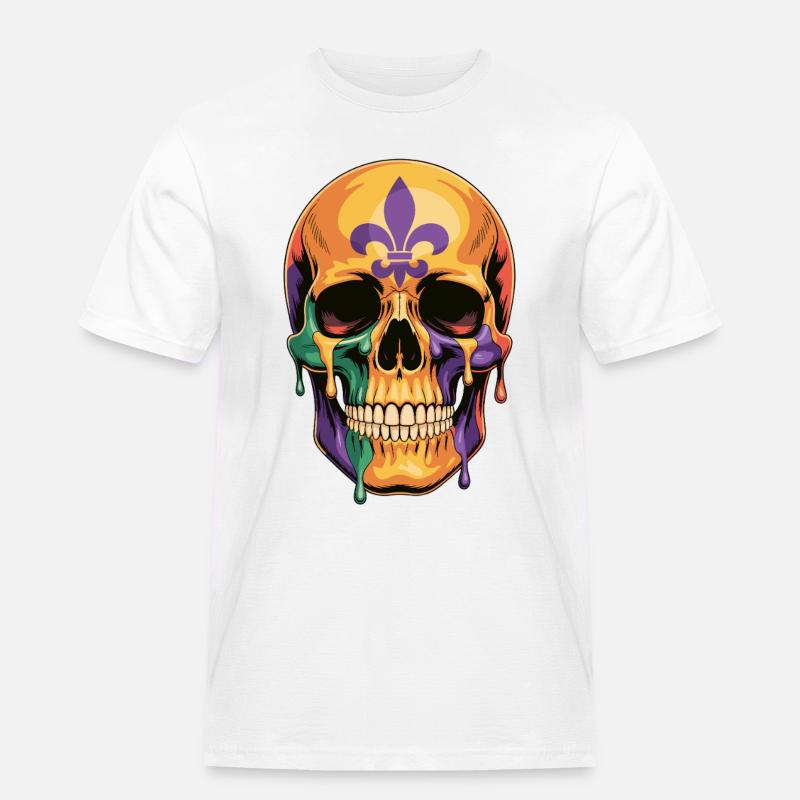 Camicia con teschio Mardi Gras - Maglietta da lavoro per uomo - bianco