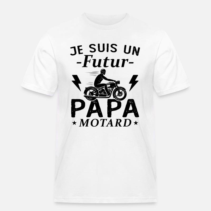 Ich bin ein werdender Biker-Vater - Männer Workwear T-Shirt - Weiß