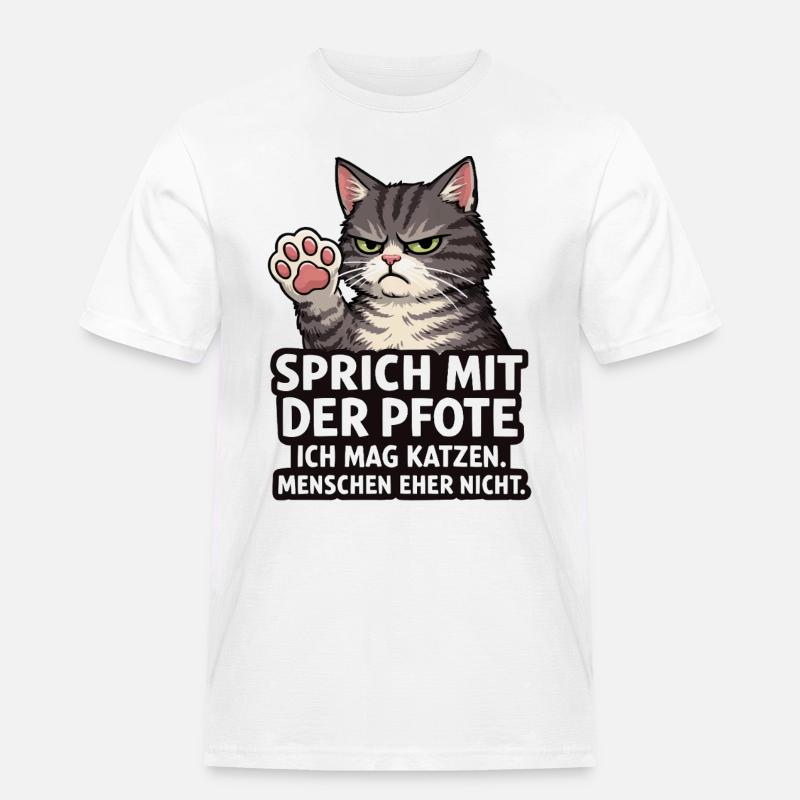 Sprich mit der Pfote – Grumpy Katze - Männer Workwear T-Shirt - Weiß