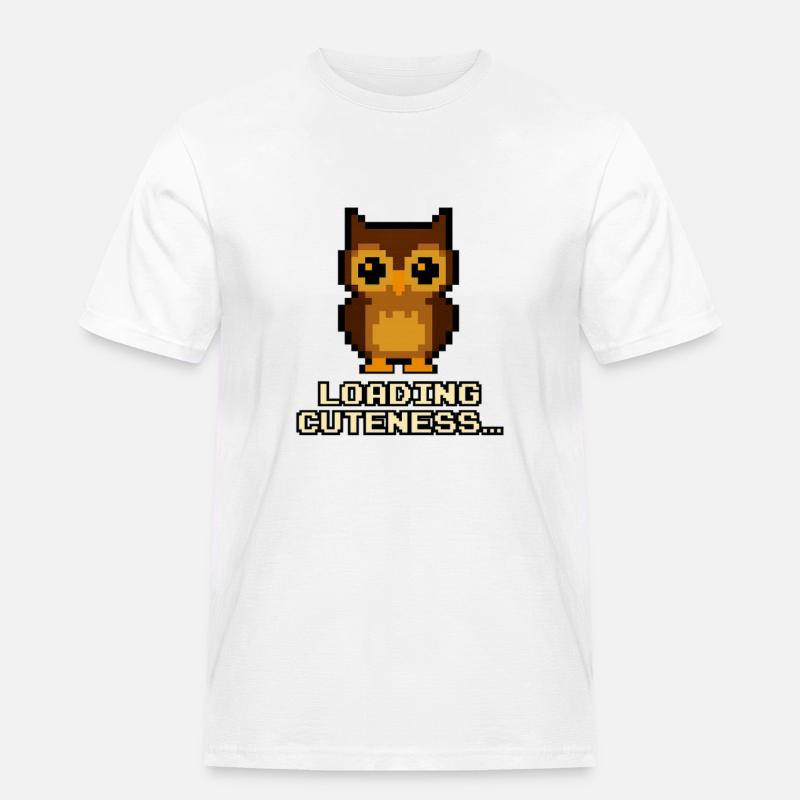Pixel Eulen Loading Cuteness - Männer Workwear T-Shirt - Weiß