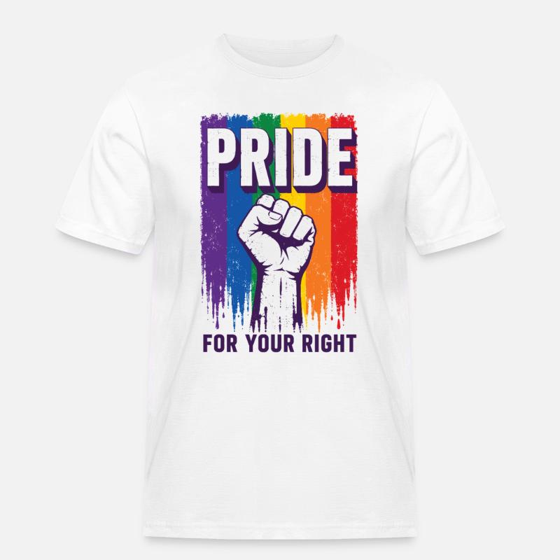 Pride Regenbogen Rechte Statement Shirt - Männer Workwear T-Shirt - Weiß