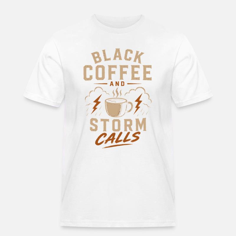Lineman Strom Schwarzer Kaffee Und Sturm - Männer Workwear T-Shirt - Weiß