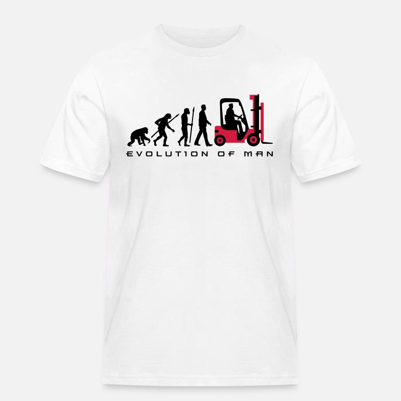 evolution_gabelstapler_122013_a_2c - Männer Workwear T-Shirt - Weiß