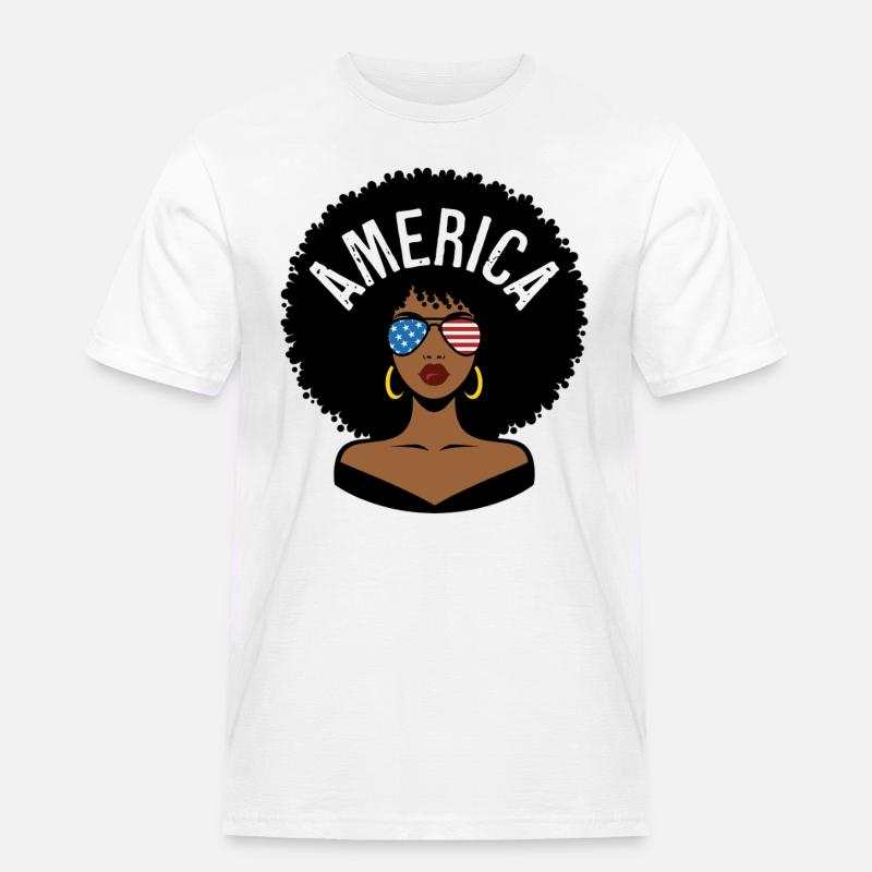 Amerika Afro - Männer Workwear T-Shirt - Weiß