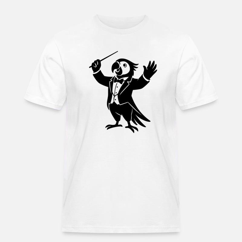 Dirigierender Papagei Illustration - Männer Workwear T-Shirt - Weiß