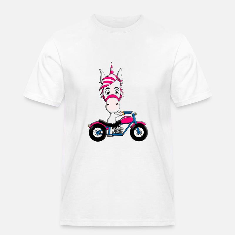 MOTORRAD - BIKER - EINHORN - Männer Workwear T-Shirt - Weiß