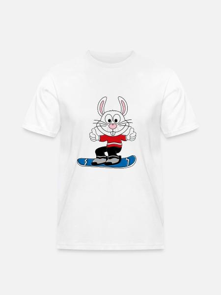 SCHNEEHASE - SNOWBOARD - TIERISCH GUT - Männer Workwear T-Shirt - Weiß