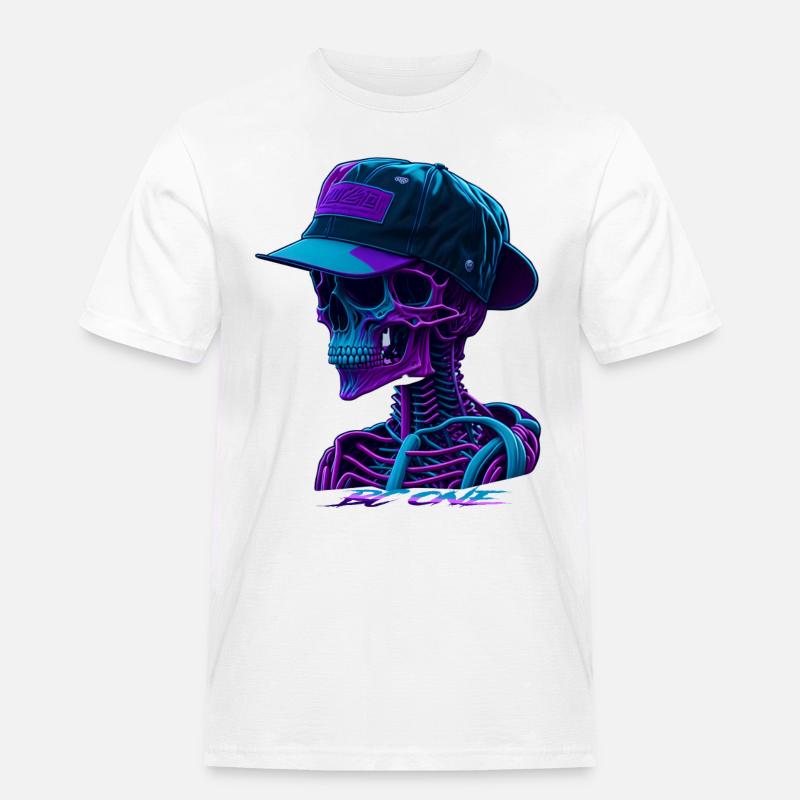 Skelett mit Kappe - Männer Workwear T-Shirt - Weiß
